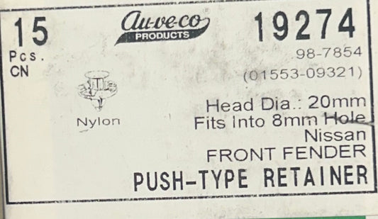 Auveco #19274 Push-Type Retainer