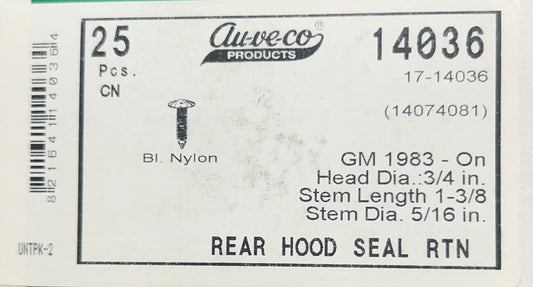 Auveco #14036 Rear Hood Seal Retainer