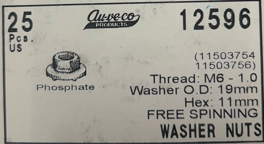 auveco #12596 washer nuts free spinning