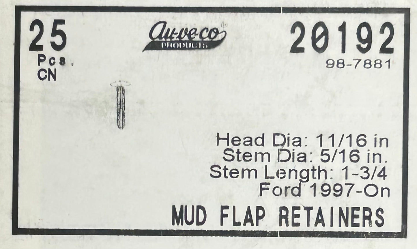 Auveco #20192 Mud Flap Retainer